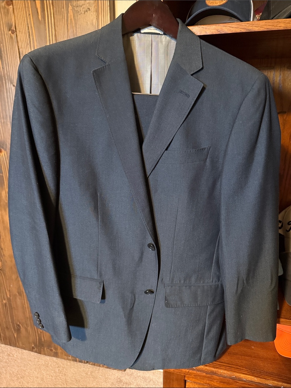 jf j.ferrar Dark Navy Two-Button Men's suit